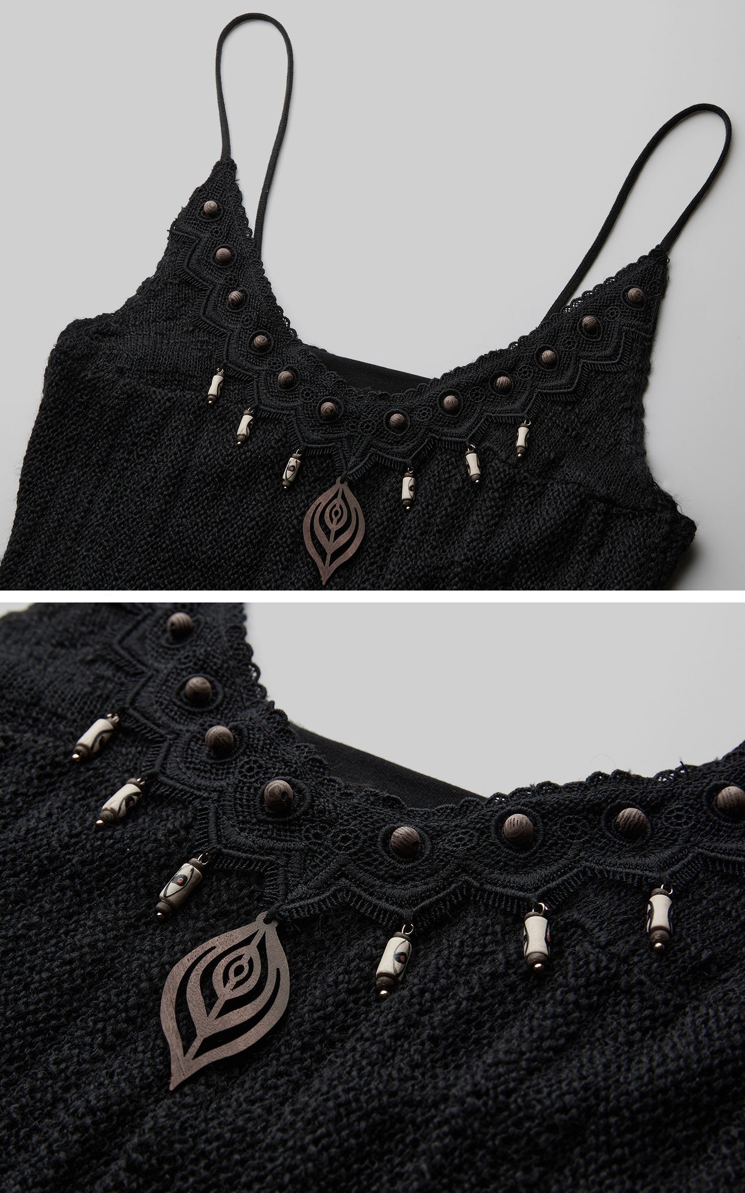 DOINDULGE Gothic Textured Knit Side Slit Camisole Top