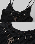 DOINDULGE Gothic Textured Knit Side Slit Camisole Top