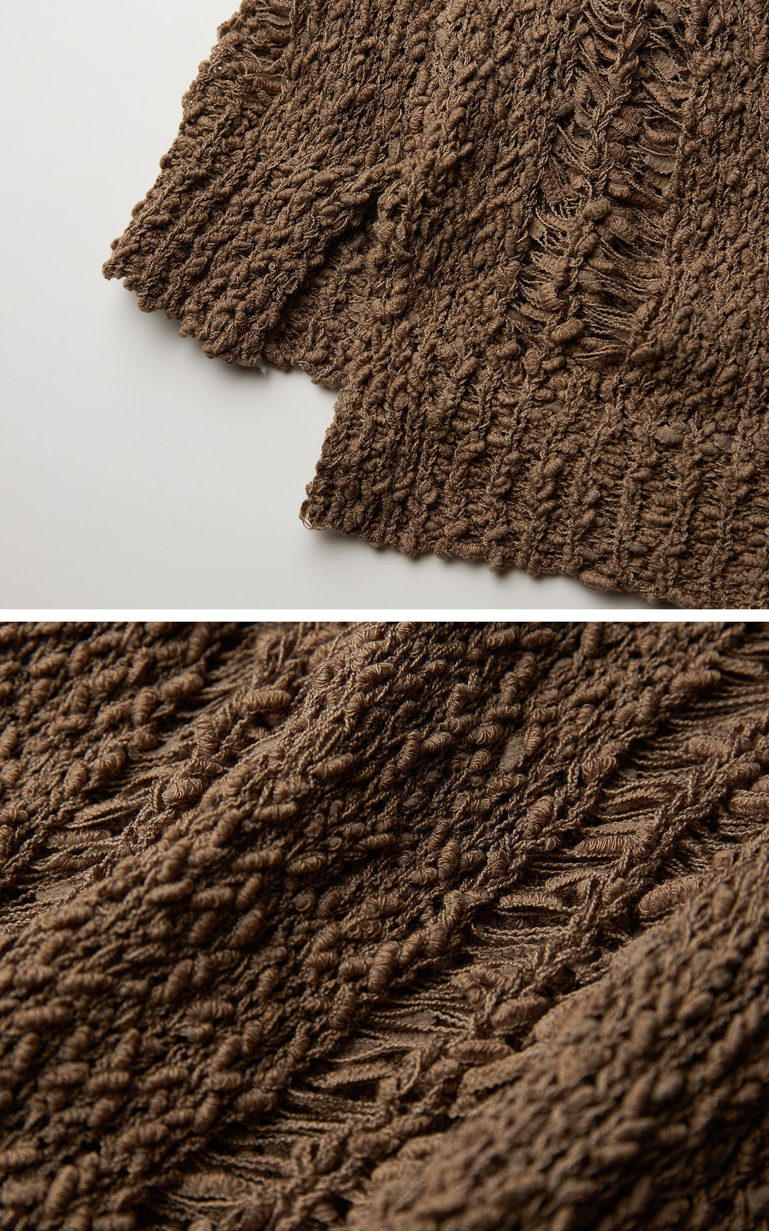 DOINDULGE Distressed Textured Hooded Knit Pullover