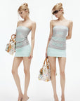 IAMXIAA Mint Ruched Micro Mini Skirt