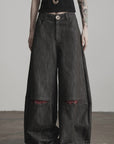 DOINDULGE Structural Wide Leg Trousers with Hidden Contrast Detail