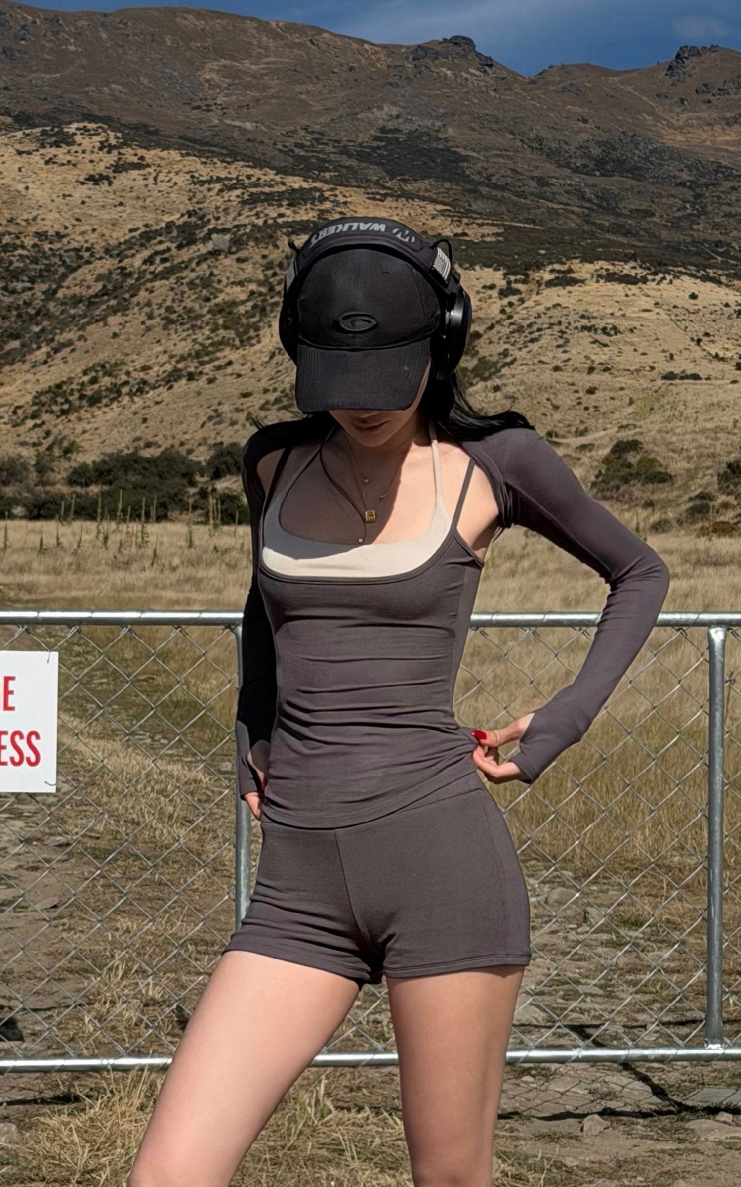 ROVENTE Layered Sculpt Long Sleeve Top &amp; Fitted Shorts Set