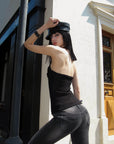 0122stepll Washed Black Flare Denim Pants