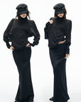 IAMXIAA Sheer Dolman Sleeve Turtleneck Knit Top