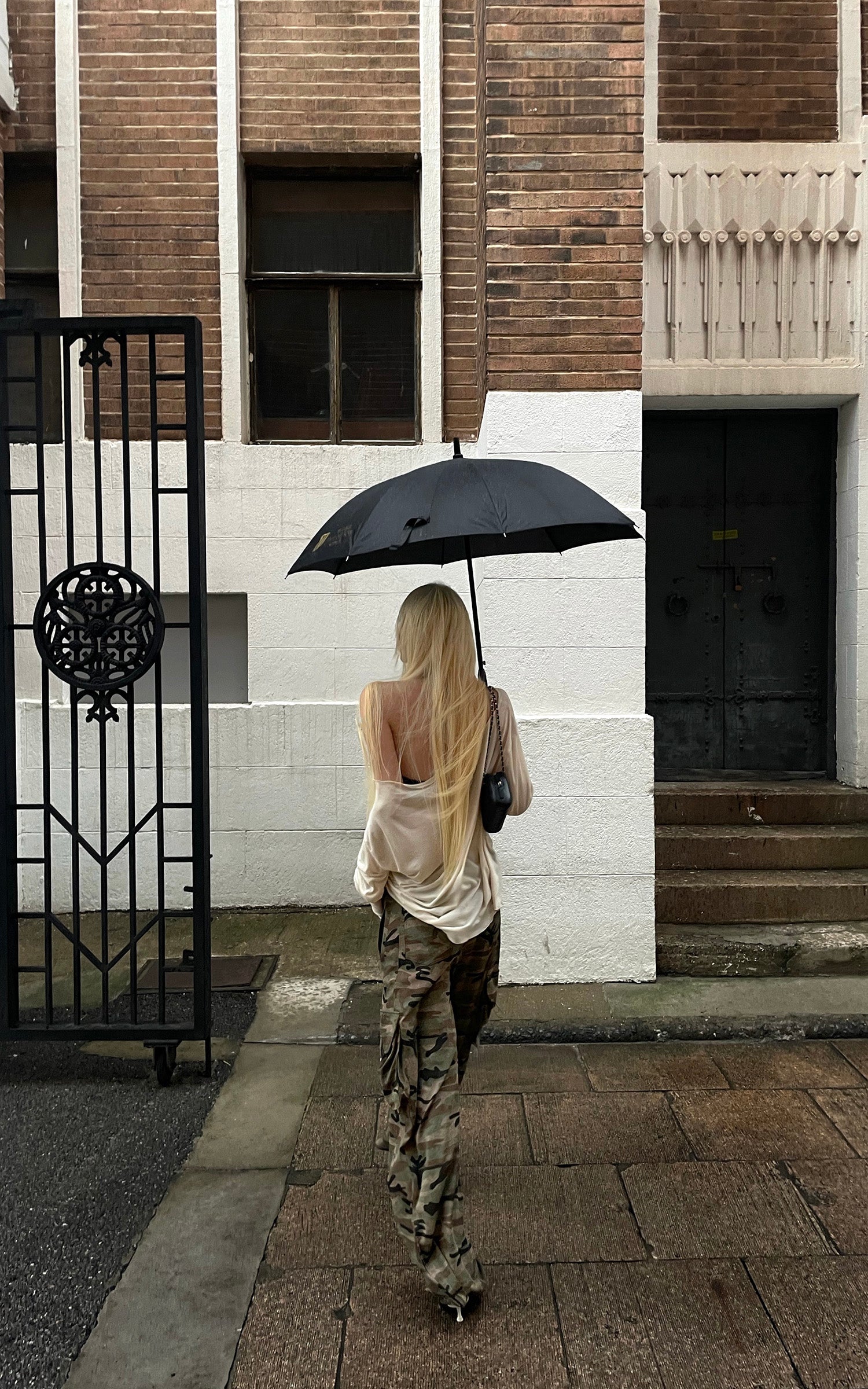 Rase le sol Gathered Cargo Pocket Camouflage Wide-Leg Pants