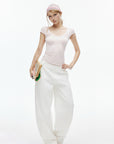 IAMXIAA Adjustable Hem Balloon Wide-Leg Pants