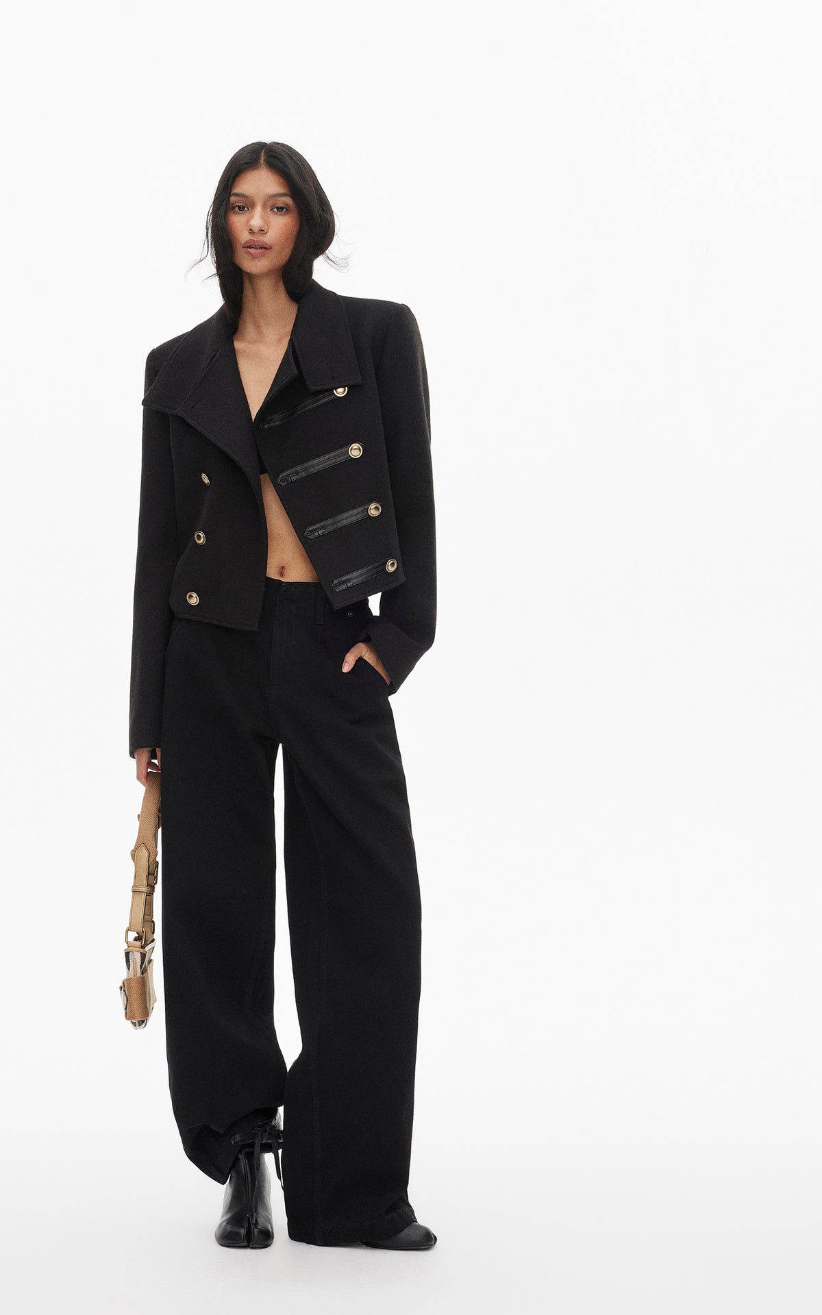 0122stepll High Collar Cropped Military Jacket