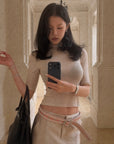 Hydrae Sheer Turtleneck Short Sleeve Top