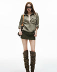 IAMXIAA Chemise Olive à Poches Utilitaires