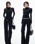 IAMXIAA Open-Back Mock Neck Long Sleeve Top