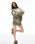 IAMXIAA Sweat à capuche zippé & Ensemble robe débardeur moulant côtelé, doux, extensible, tenue décontractée Y2K