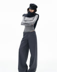 IAMXIAA Low-Rise Tailored Extra Wide-Leg Pants with Minimal Welt Pocket Details