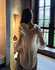0122stepll Sheer Twisted Draped Satin Shirt