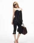IAMXIAA Draped Strapless Bubble Hem Tube Top