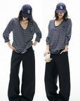 IAMXIAA Low-Rise Double Button Oversized Wide Leg Tailored Pants