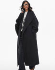 0122stepll Manteau long ample ceinturé à nouer