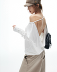 IAMXIAA Open-Back Studded Long Sleeve Top