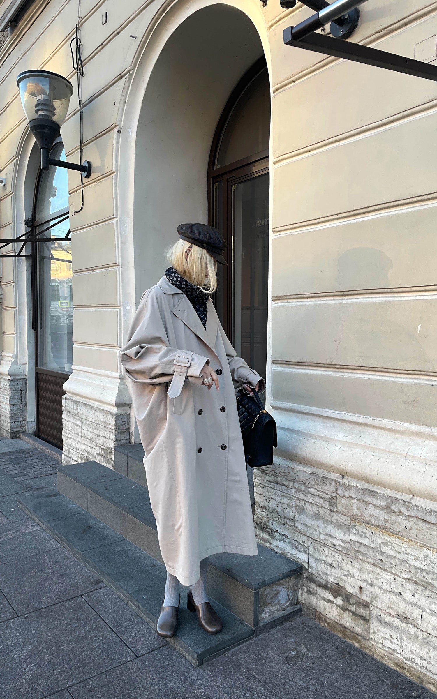 Rase le sol 체크 안감이 돋보이는 리버시블 롱 트렌치코트