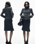 IAMXIAA Sculpted Funnel-Neck Fitted Jacket with Structured Shoulders