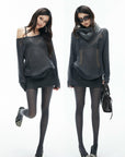 IAMXIAA Distressed Open Knit Oversized Sweater