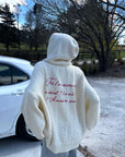 Rase le sol Oversized Cable Knit Embroidered Hooded Cardigan