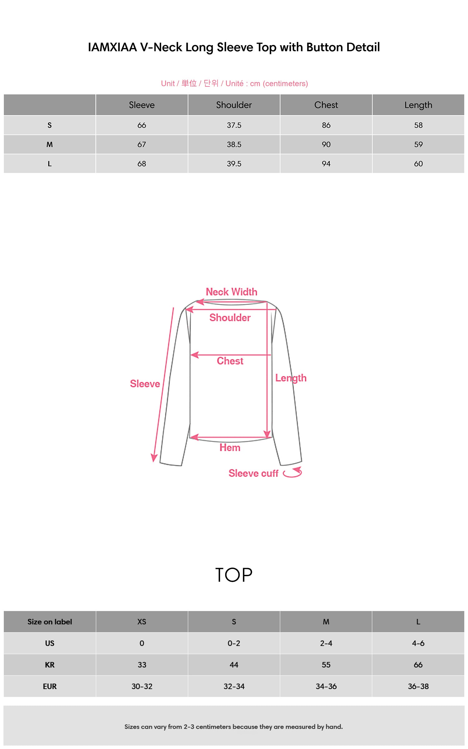 IAMXIAA V-Neck Long Sleeve Top with Button Detail