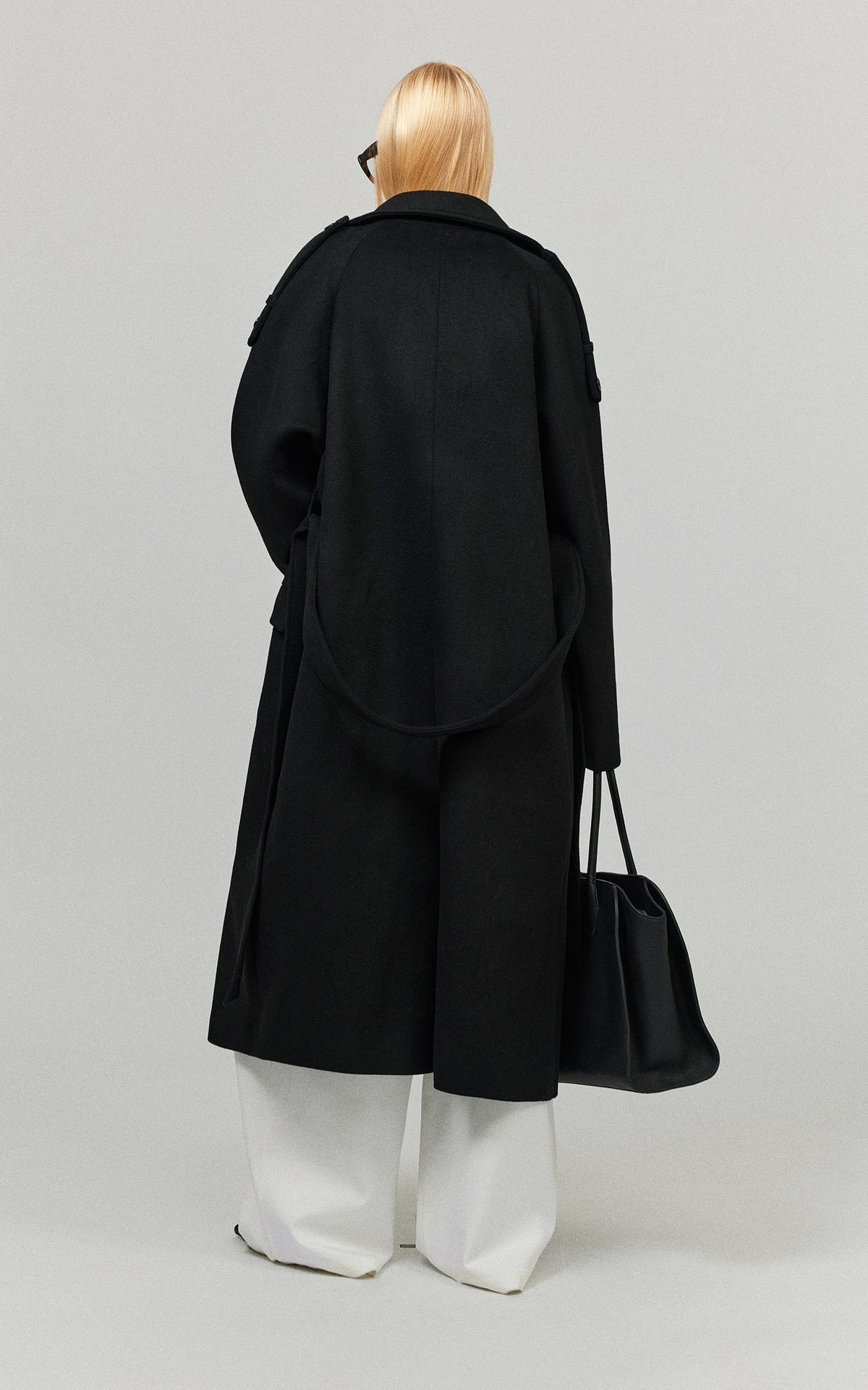 0122stepll Oversized Military Belted Long Wool Trench Coat