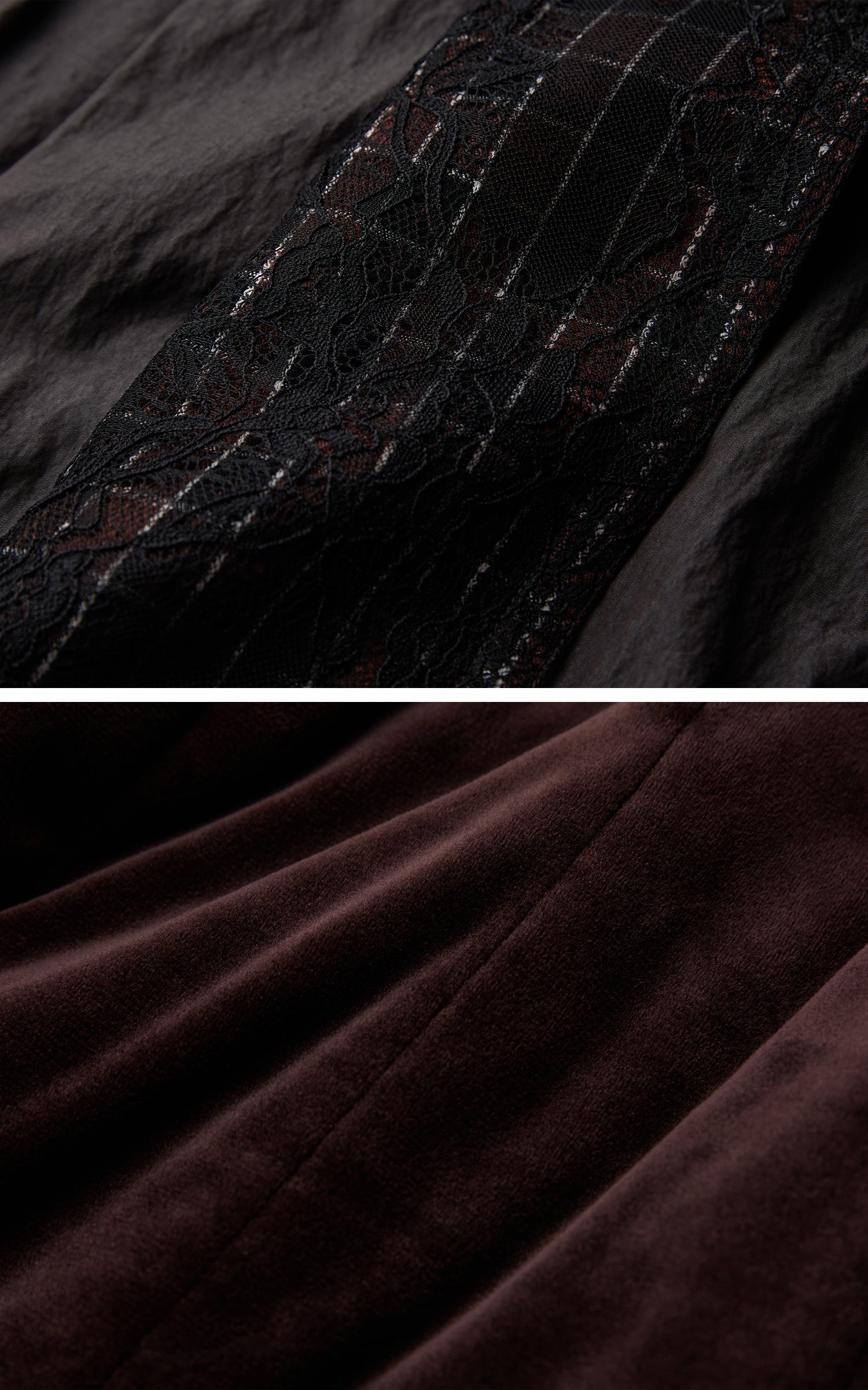 DOINDULGE Crinkled Long Coat with Contrast Inner Panel