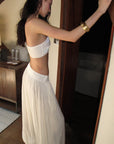 0122stepll Strapless Bandeau Top & Low-Rise Balloon Pants Set