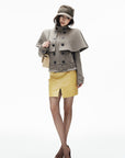 IAMXIAA Detachable Cape Double-Breasted Belted Jacket