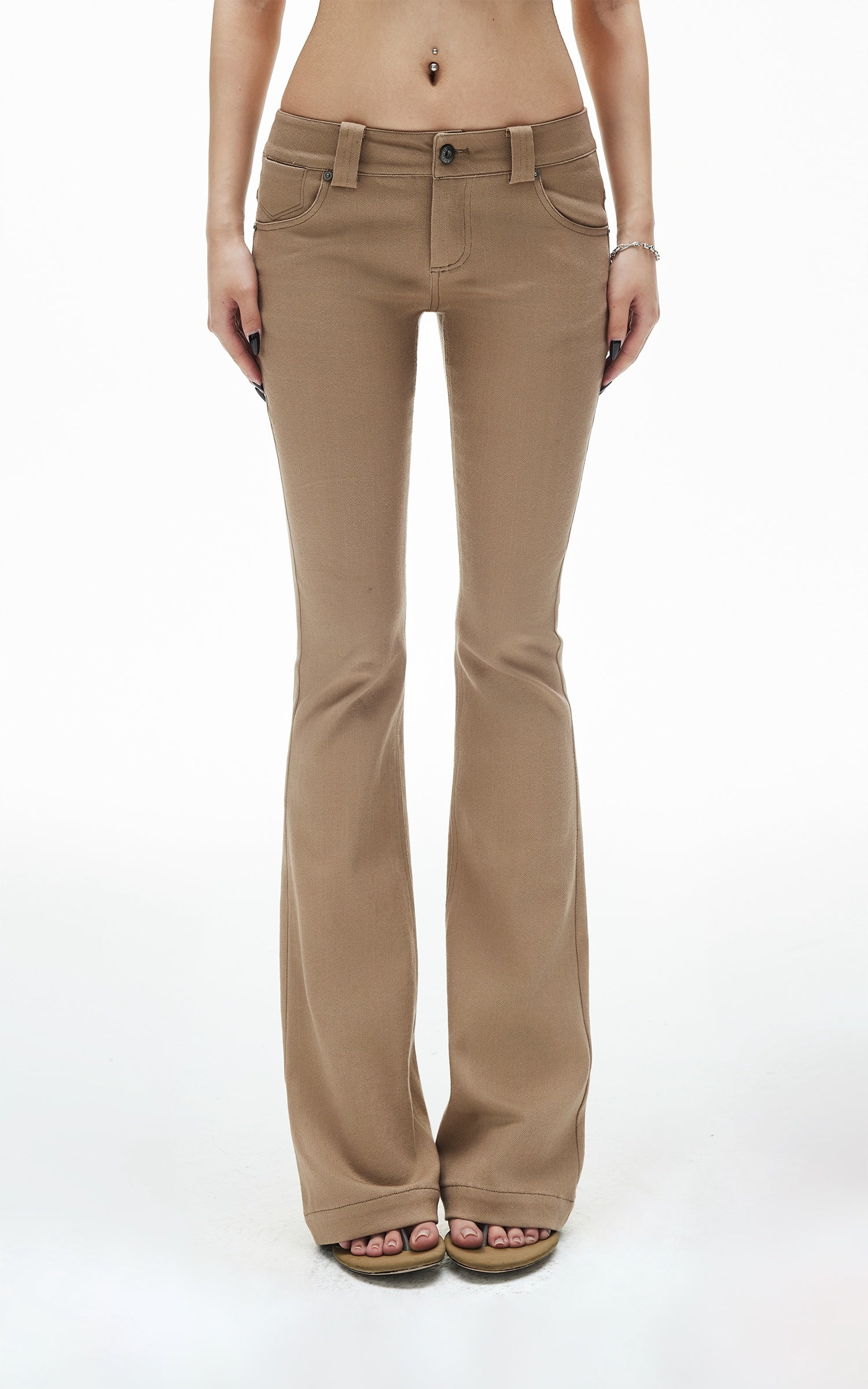 IAMXIAA Pantalon Taille Basse Coupe Slim Évasée