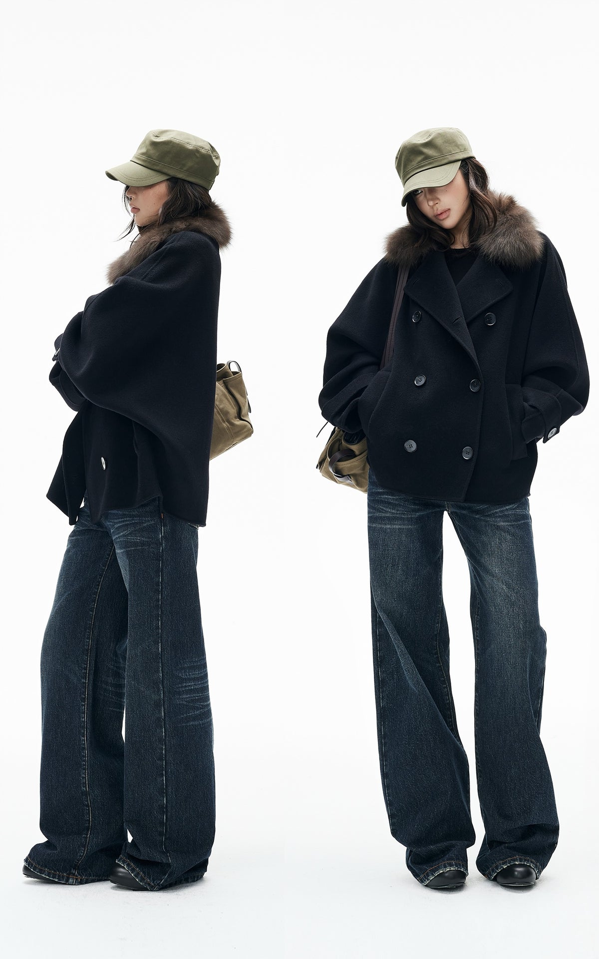 IAMXIAA Low-Rise Vintage Whisker Wash Baggy Wide-Leg Jeans
