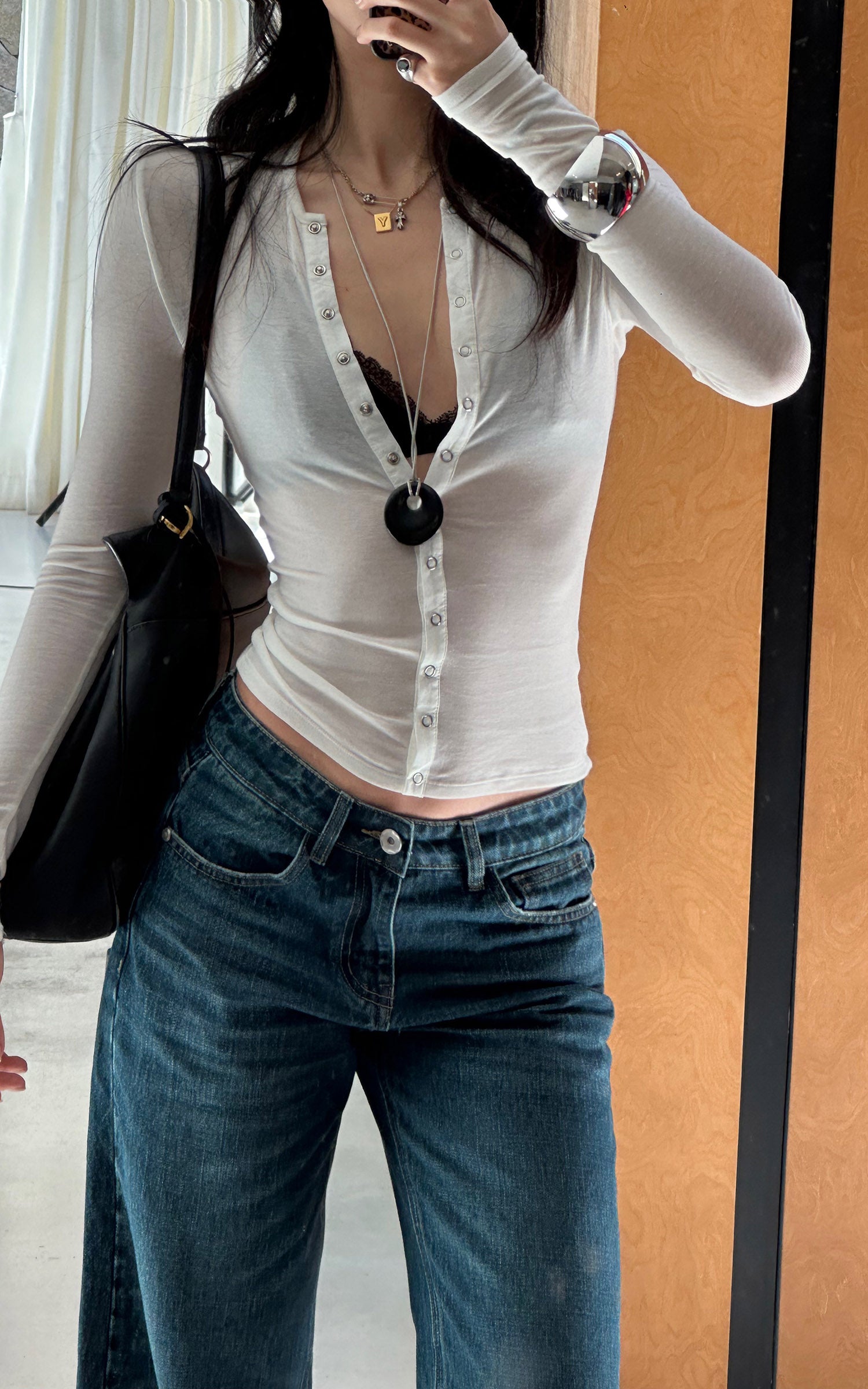 ROVENTE Sheer Snap Cardigan &amp; Lace Bralette Set