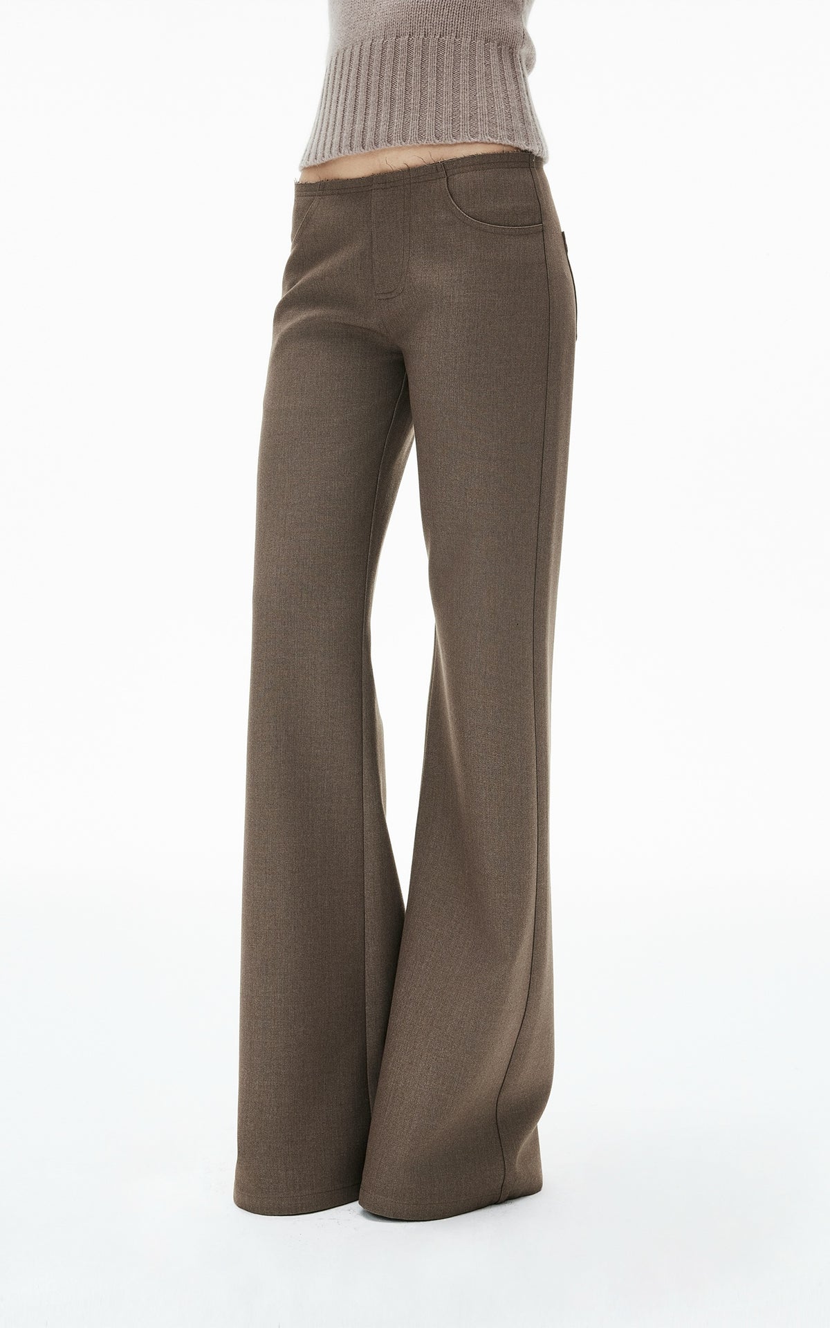 IAMXIAA Low-Rise Raw-Edge Tailored Flared Pants