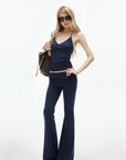 IAMXIAA Y2K Backless Halter Top & Low Rise Ruched Flare Pants Set