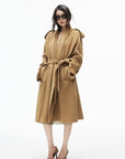 IAMXIAA Manteau trench en suédine drapé avec ceinture