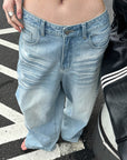 0122stepll Vintage Wash Wide-Leg Denim Pants