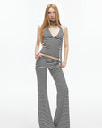 IAMXIAA Striped Halter Neck Flare Pants Set