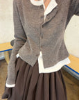 WARDEN EDGE Faux-Layered Asymmetric Knit Cardigan