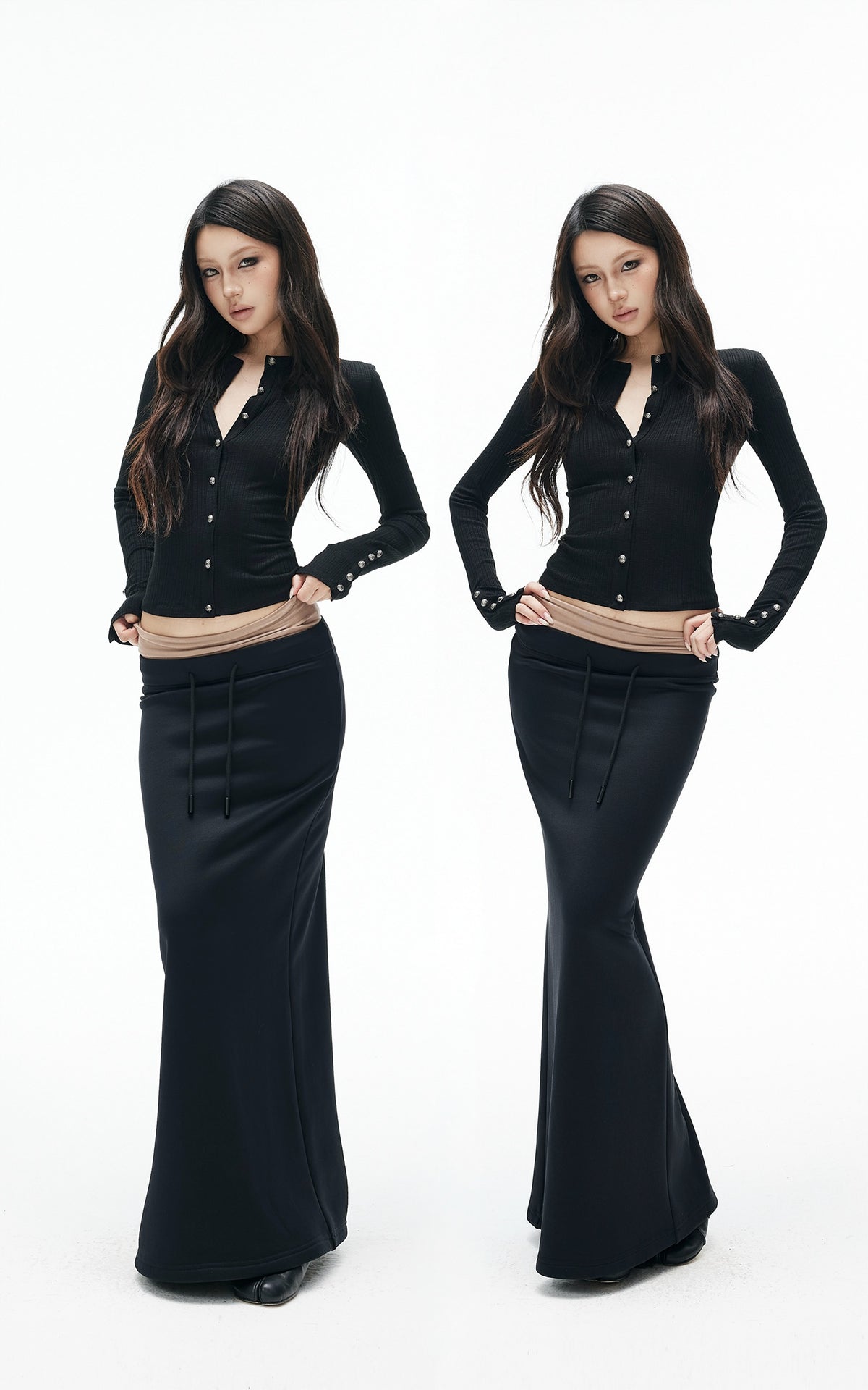 IAMXIAA Layered Low-Rise Mermaid Maxi Skirt