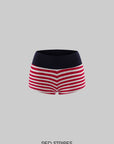 Rase le sol Layered Henley Knit Top, Racerback Tank & Striped Micro Shorts Set