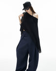 IAMXIAA Haut poncho drapé à côtes transparent