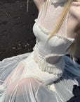 RASE LE SOL Ruffled Open-Waist Mermaid Dress