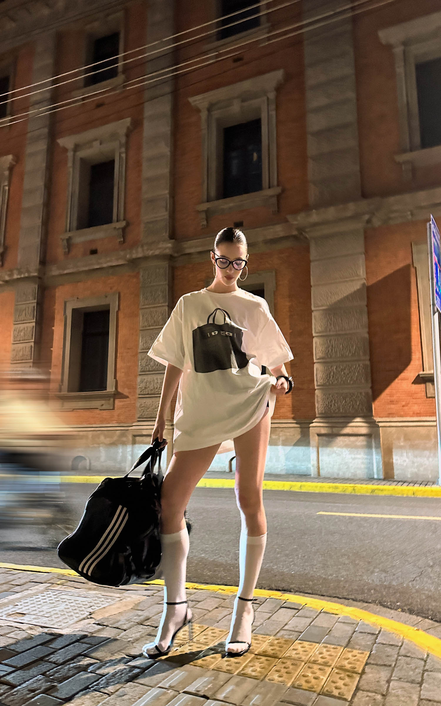 0122stepll T-shirt oversize à imprimé sac