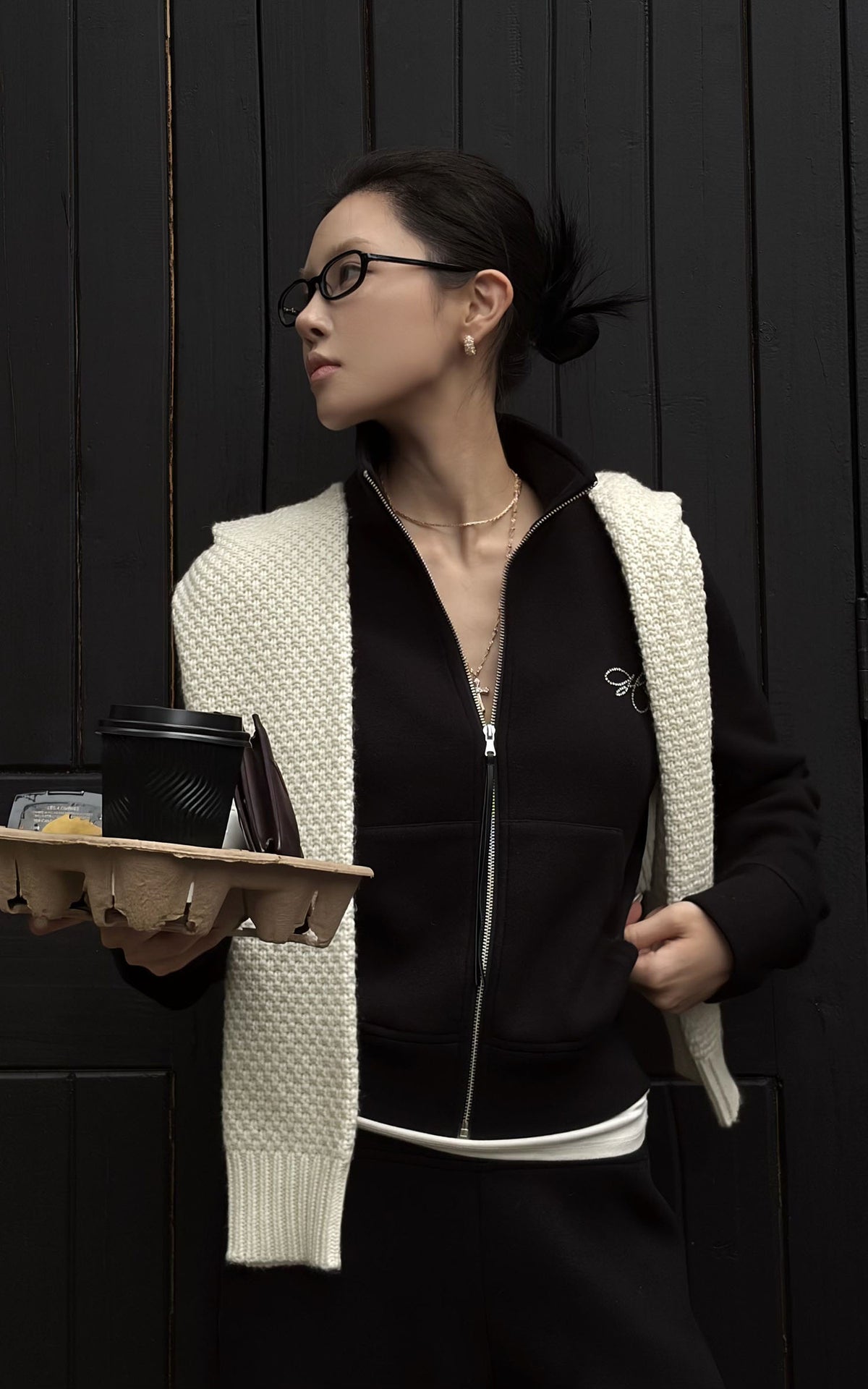Hydrae Ensemble veste zippée ornée de strass &amp; pantalon large