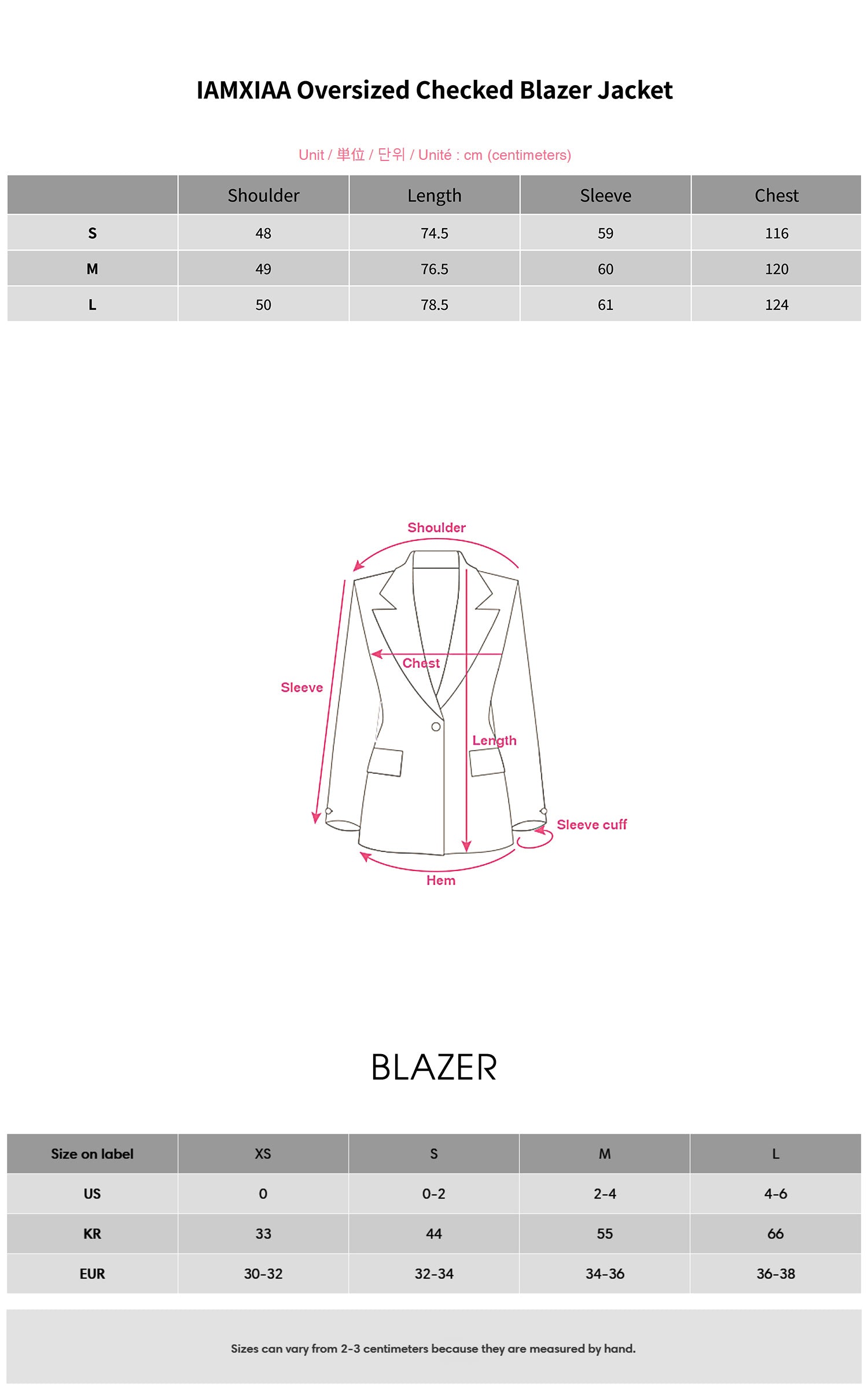 IAMXIAA Oversized Checked Blazer Jacket