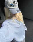 Rase le sol Fortune Arrives Raw Edge Off-Shoulder Oversized Long Sleeve Sweatshirt