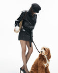 IAMXIAA Belted High-Neck Leather Jacket
