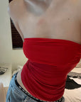 Rase le sol Scarlet Cross-Halter Tube Top