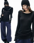 IAMXIAA Ruched Ribbed Longline Slim-Fit Knit Top